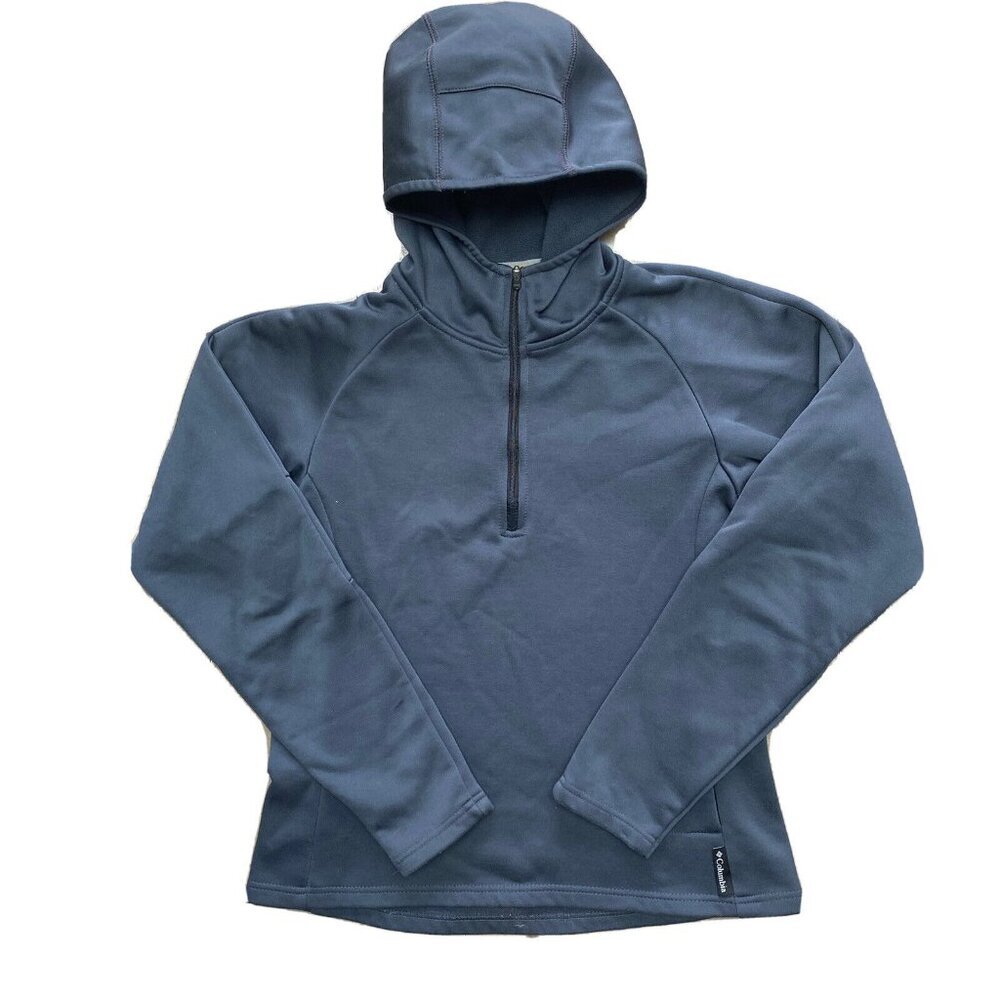 Columbia Soft Shell Jacket 1/4 Zip Womens Medium Hooded Pullover Titanium Gray